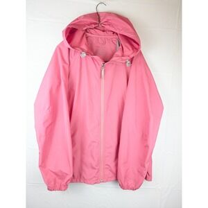 Eddie Bauer Women's L Pink Hooded Rain Jacket Windbreaker Lightweight Hiking‎